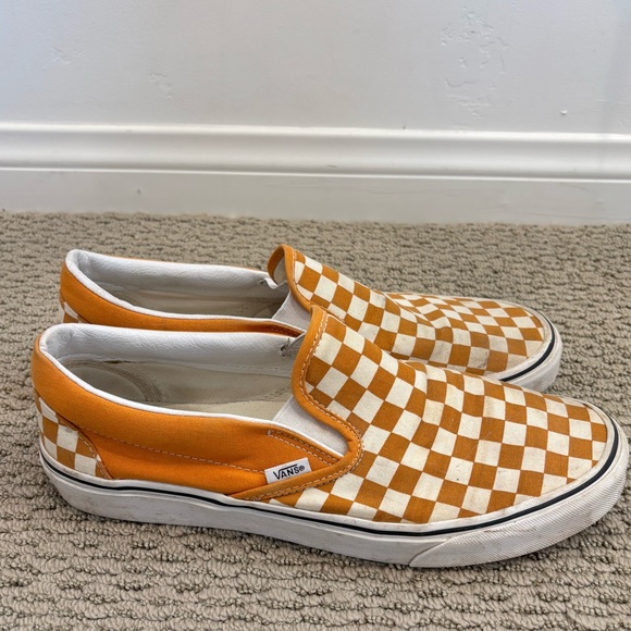 Vans Orange and White Checkerboard Sneakers - Picture 6 of 6
